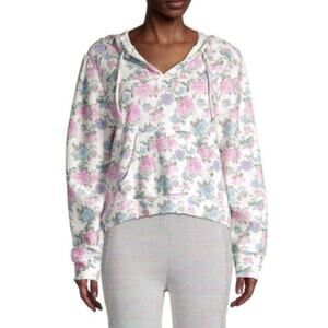NWOT LOVESHACKFANCY Hoodie Sweatshirt S”Kirby”Floral Pink Oversize DistressedHem